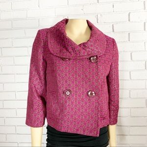 Isaac Mizrahi Fuchsia Pink Textured Double-Breasted Jacket